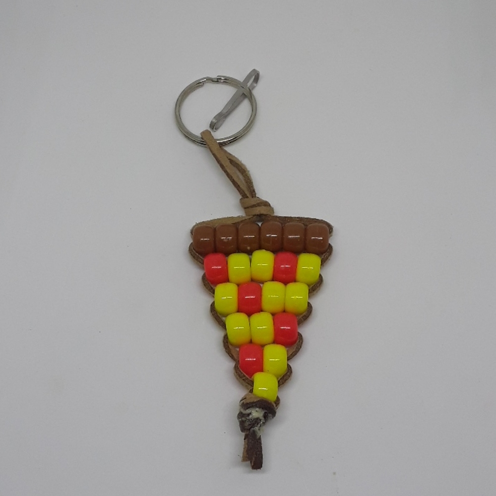 Handmade pizza slice keychain